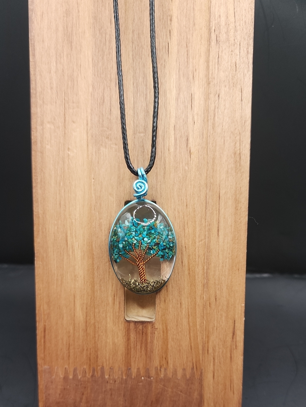 Handmade Teal Tree of Life Pendant Necklace